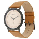 Titan Men's Watch Analog, Edge Collection Beige Dial Brown Leather Strap, 1595QL01