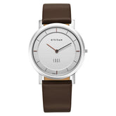 Titan Men's Watch Analog, Edge Collection Silver Dial Brown Leather Strap Watch, 1595SL03