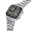 Casio Men's Watch Digital, Black Dial Silver Stainless Steel Strap, AE-1200WHD-1AVD