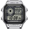 Casio Men's Watch Digital, Black Dial Silver Stainless Steel Strap, AE-1200WHD-1AVD