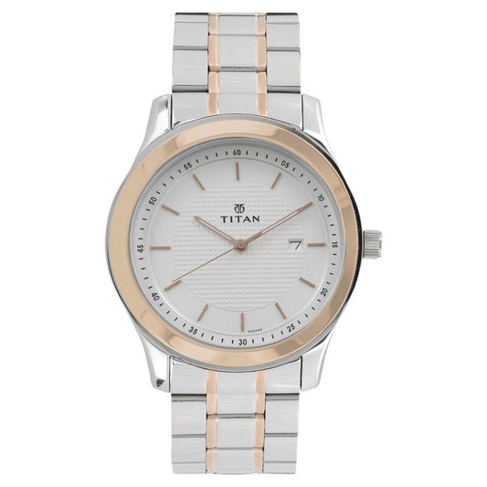 Titan, Men, Analog, Watch, White Dial, Stainless steel Strap, 1627KM01