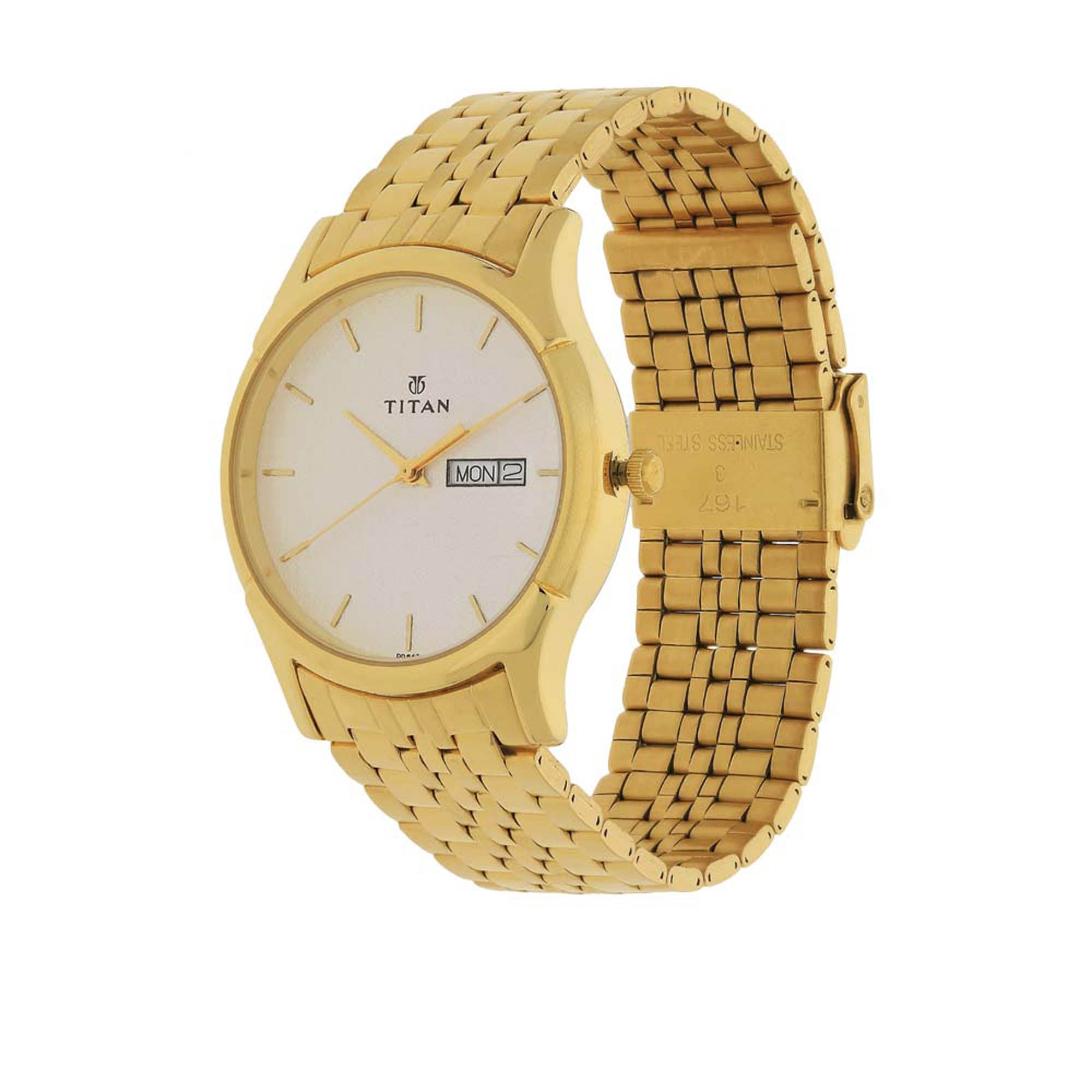 Titan Men's Watch Karishma Collection Analog, White Dial Gold Stainless Strap, 1636YM01 - view 2