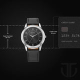 Titan Men's Watch Analog Black Dial with Black Leather Strap, 1638SL03