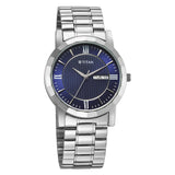 Titan Analog Men's Watch With Day and Date Display with Blue dial and Silver Stainless Steel Strap, 1644SM01