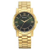 Titan Karishma Zing Men's Watch Analog Green Dial with Gold Stainless Steel Band, 1644YM05
