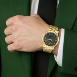 Titan Karishma Zing Men's Watch Analog Green Dial with Gold Stainless Steel Band, 1644YM05