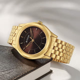 Titan Karishma Zing Men's Watch Analog Brown Dial with Gold Stainless Steel Band, 1648YM06