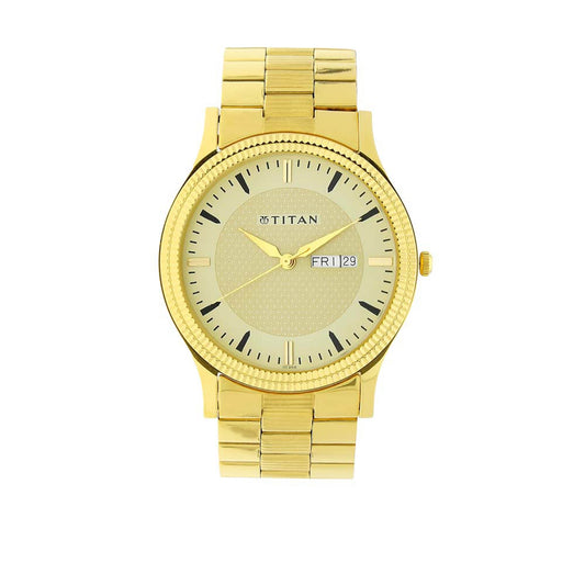 Titan, Men, Analog, Watch, Champagne Dial, Stainless steel Strap, 1650YM04