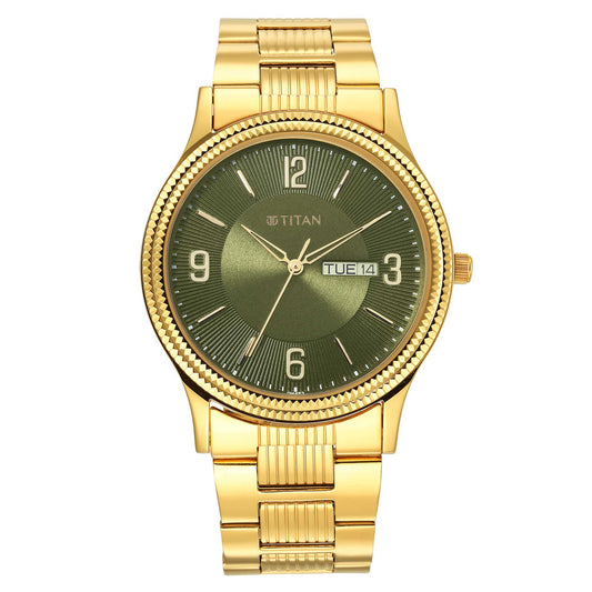Titan, Men, Analog, Watch, Green Dial, Stainless steel Strap, 1650YM08