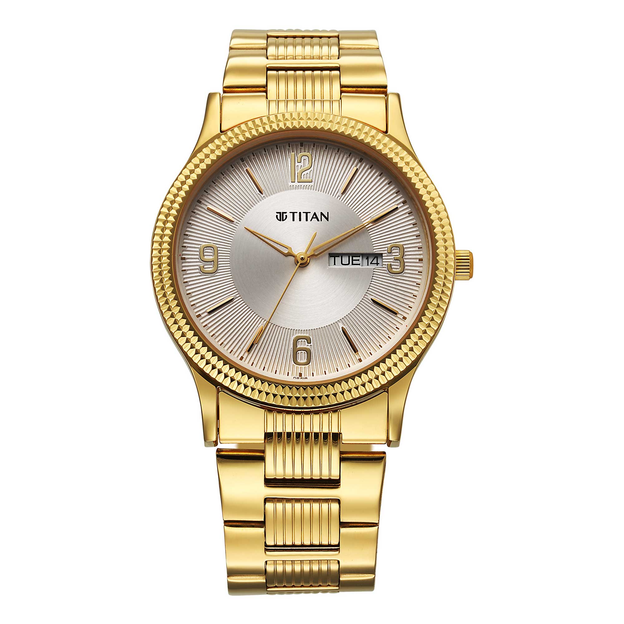 Titan Men's Watch Analog Beige Dial with Gold Stainless Steel Band, 1650YM11