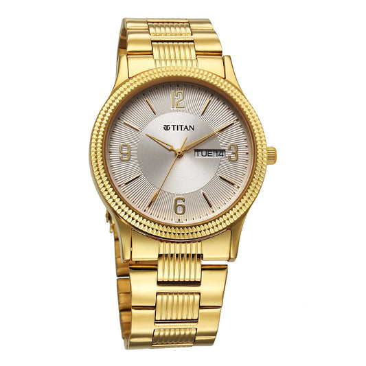 Titan, Men's, Analog Watch, Gold Dial, with Stainless Steel Band, TI-1650YM11