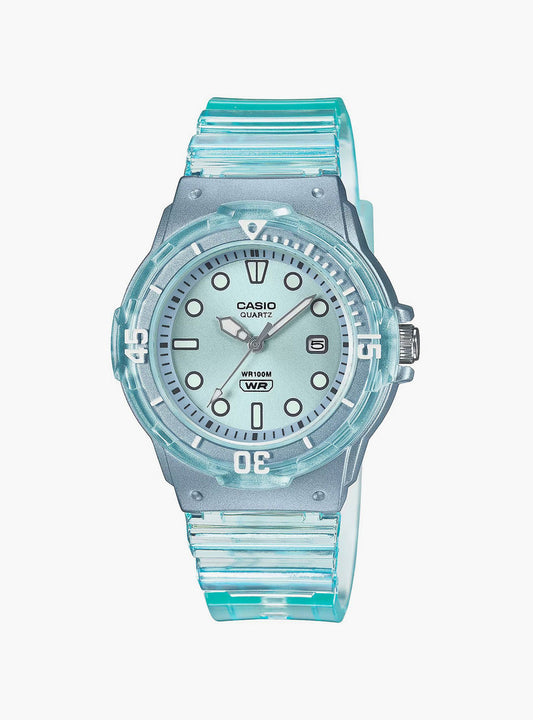 Casio men analog watch, blue dial with translucent resin band, model CS-LRW-200HS-2EVDF, Bahrain
