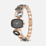Titan Women's Watch Raga Collection Analog, Black Dial Rose Gold Stainless Strap, 95118WM02