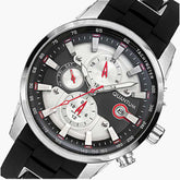 Quantum Men's Watch Analog Silver Dial with Black Silicone Band, ADG678.331