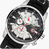 Quantum Men's Watch Analog Silver Dial with Black Silicone Band, ADG678.331