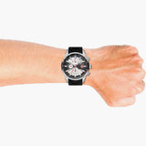 Quantum Men's Watch Analog Silver Dial with Black Silicone Band, ADG678.331