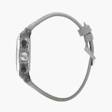 Quantum Men's Chronograph Watch Analog Grey Dial with Grey Leather Strap, PWG1107.066