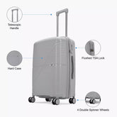 VIP Retreat 76cm Hard Case Trolley 360° Light Grey, RETREAT76GY