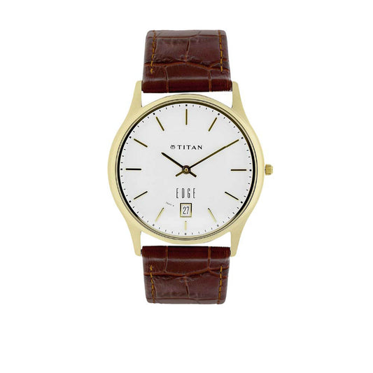 Titan, Men, Analog, Watch, White Dial, Leather Strap, 1683YL01