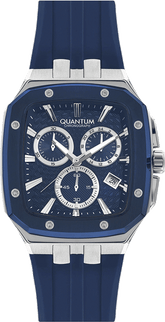 Quantum Men's Chronograph Watch Dark Blue Dial Dark Blue Silicone Band, HNG1033.399