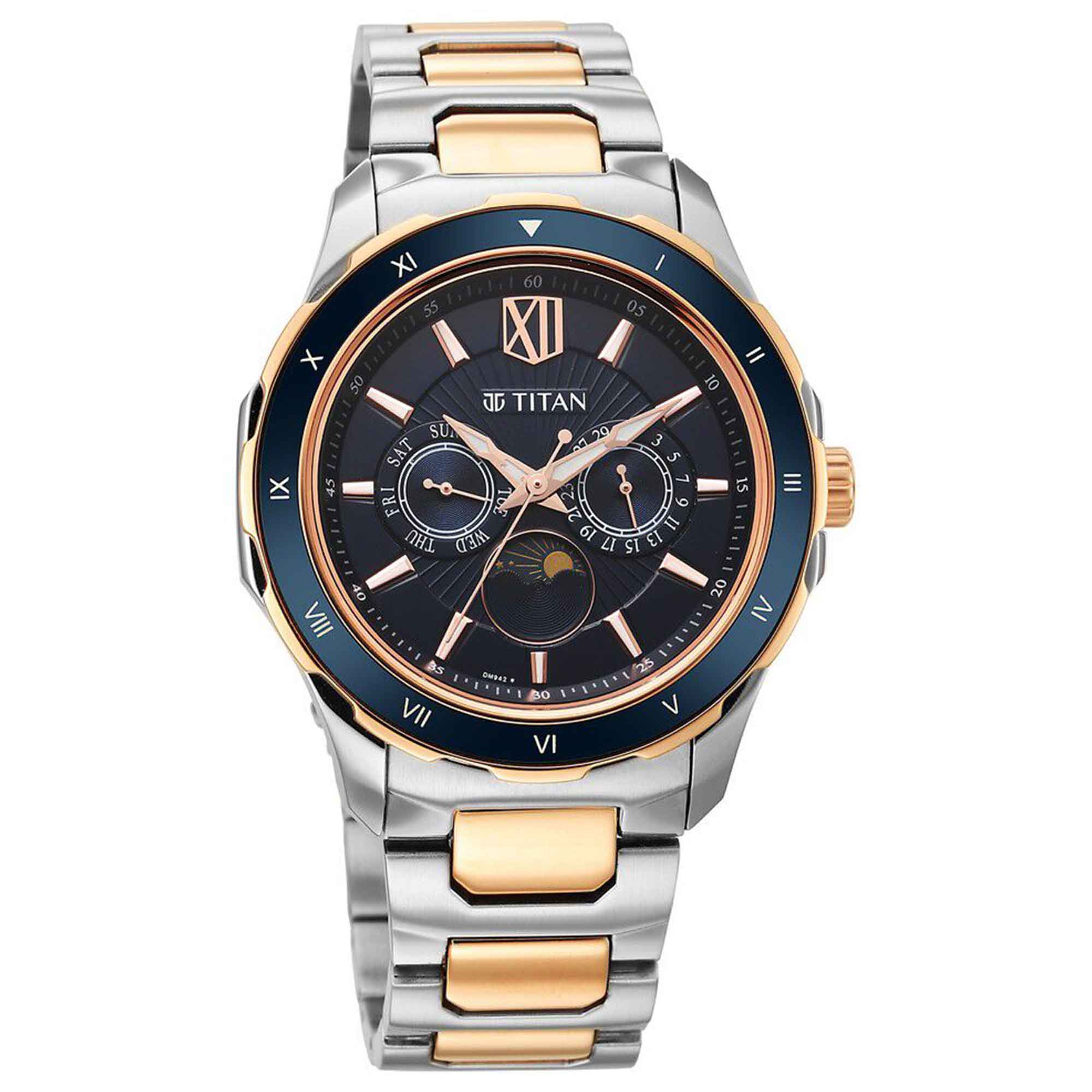 Titan, Men's, Analog Watch, Blue Dial, with Stainless Steel Band, TI-1688KM06