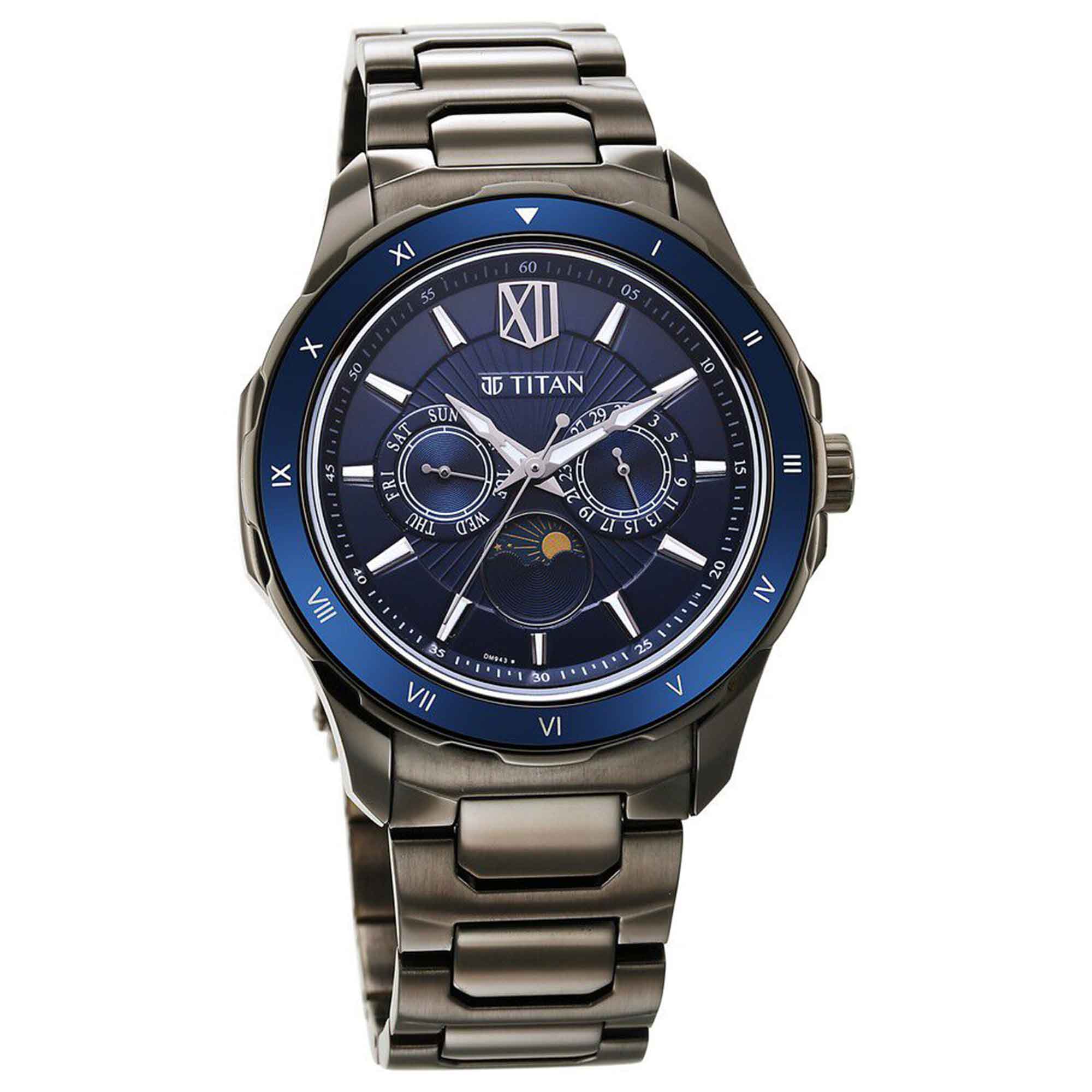 Titan, Men's, Analog Watch, Blue Dial, with Stainless Steel Band, TI-1688KM07