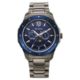 Titan Regalia Premium Multifunctional Men's Watch with Blue Dial and Stainless Steel Strap,1688KM07