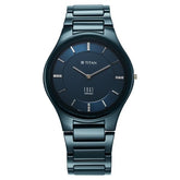 Titan Edge Ceramic Men's Watch Analog Atlantic Blue Dial with Blue Ceramic Band, 1696QC09