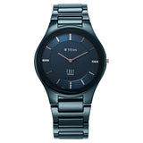 Titan Edge Ceramic Men's Watch Analog Atlantic Blue Dial with Blue Ceramic Band, 1696QC09