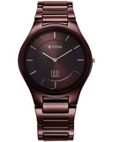 Titan Edge Wine Ceramic Maroon Dial Red Ceramic Watch for Men, 1696QC19