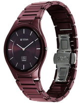 Titan Edge Wine Ceramic Maroon Dial Red Ceramic Watch for Men, 1696QC19