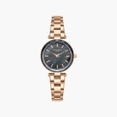 Lee Cooper Women's Analog Watch with Gun Mother Of Pearl Dial and Rose Gold Stainless Steel Band, LC08365.460