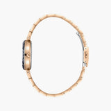 Lee Cooper Women's Analog Watch with Gun Mother Of Pearl Dial and Rose Gold Stainless Steel Band, LC08365.460