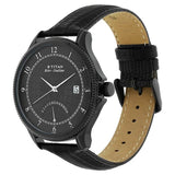 Titan Globe Trotter Men's Watch Analog Black Dial With Black Leather Strap, 1704NL01