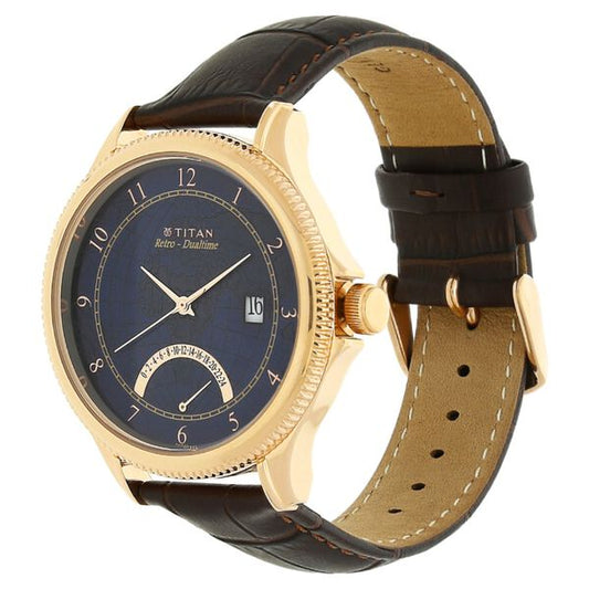 Titan, Men's, Analog Watch, Blue Dial, with Leather Band, TI-1704WL01
