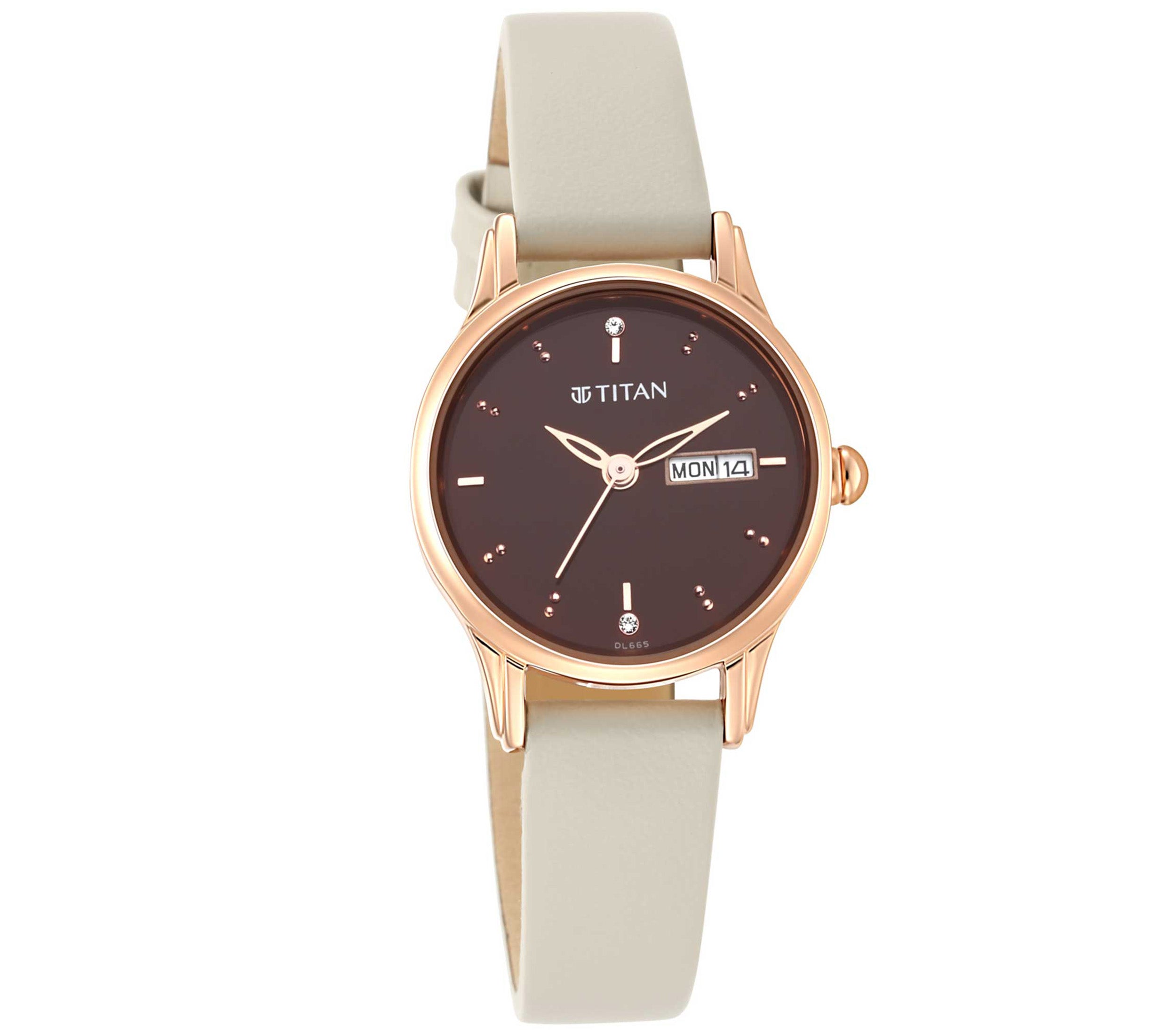 Titan, Women, Analog, Watch, Brown Dial, Leather Strap, 2656WL01