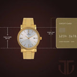 Titan Quartz Analog Men's Watch with Date display and Silver Dial with Golden Stainless Steel Strap,1712YM02