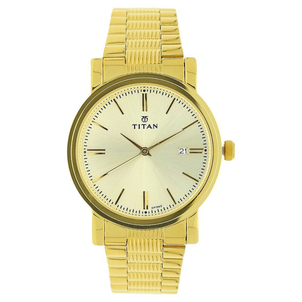 Titan, Men, Analog, Watch, Champagne Dial, Stainless steel Strap, 1712YM03
