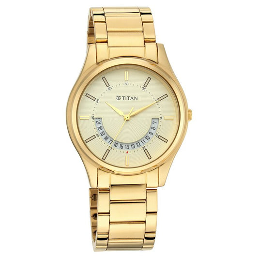 Titan, Men, Analog, Watch, Champagne Dial, Stainless steel Strap, 1713YM06