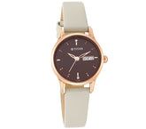 Titan Women's Watch Brown Dial Off White Leather Strap Watch, 2656WL01