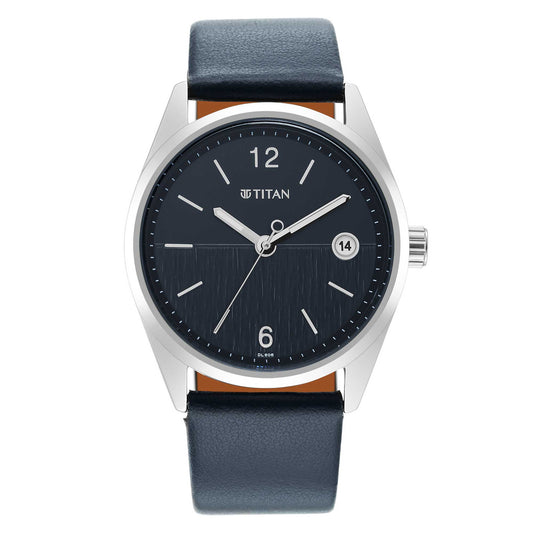 Titan, Men, Analog, Watch, Blue Dial, Leather Strap, 1729SL06