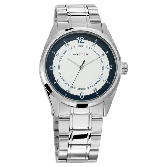 Titan, Men, Analog, Watch, White Dial, Stainless steel Strap, 1729SM04