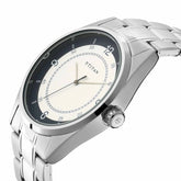 Titan Timeless Charm Men's Watch Analog White Dial With Silver Stainless Steel  Strap, 1729SM04