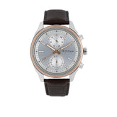 Titan Men's On Trend Multifunction Watch Silver Dial With Brown Leather Band, 1733KL02