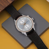 Titan Men's On Trend Multifunction Watch Silver Dial With Brown Leather Band, 1733KL02