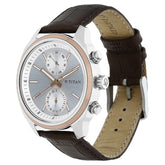 Titan Men's On Trend Multifunction Watch Silver Dial With Brown Leather Band, 1733KL02