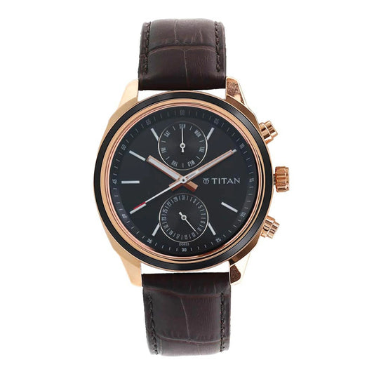 Titan Quartz Multifunction Men's Watch, Blue Dial Leather Strap, 1733KL03