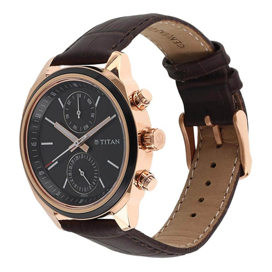 Titan Quartz Multifunction Men's Watch, Blue Dial Leather Strap, 1733KL03