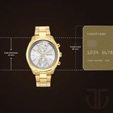 Titan Men's Multifunction Watch Analog Silver Dial with Gold Stainless Steel Band, 1733YM01