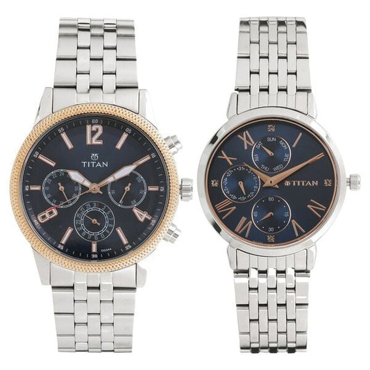 Titan, Unisex, Analog Watch, Blue Dial, with Stainless Steel Band, TI-1734KM01P